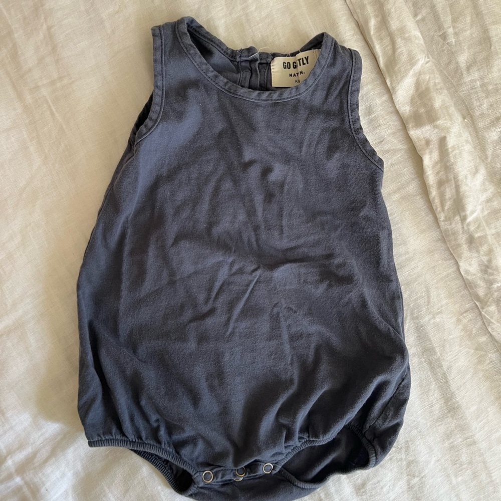 Go Gently Nation Navy Sleeveless Baby Romper 3-6months